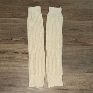 Cream Ribbed Knit Leg Warmers